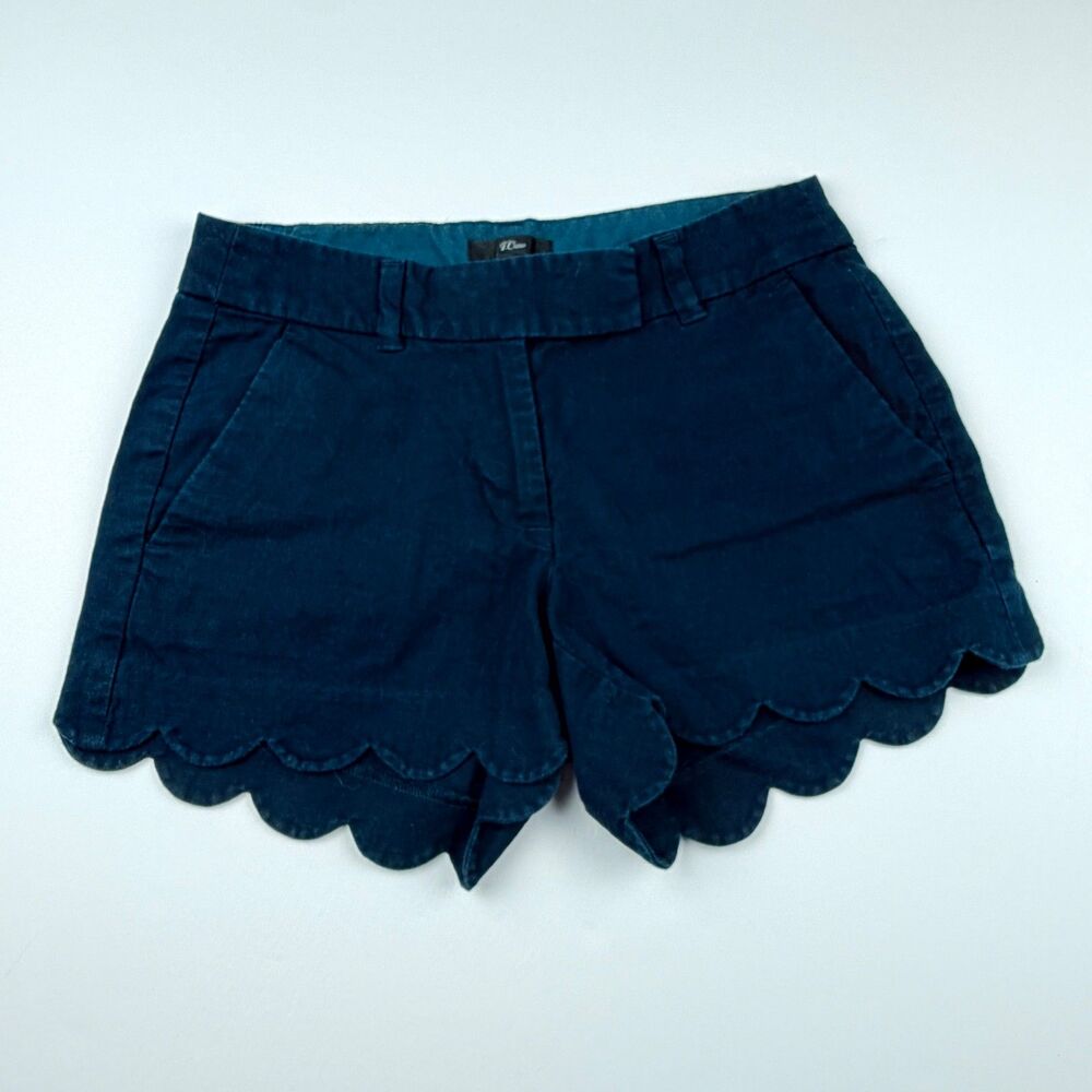 J.Crew Blue Scallop Hem Shorts Size 0